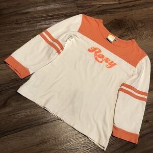 Roxy Long Sleeve Tee in Orange and Cream